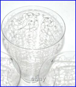 BACCARAT Série 6 verres en cristal gravé MICHELANGELO signé 8cm x 6.5cm TB 1933