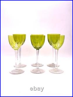 BACCARAT Série de 6 verres à vin du Rhin Roemer vert modèle Eperon