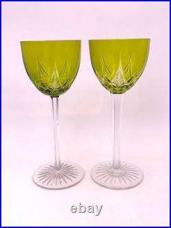 BACCARAT Série de 6 verres à vin du Rhin Roemer vert modèle Eperon