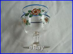 BACCARAT Service à liqueur Alcool Art nouveau en cristal émaillé à décor floral