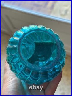 BACCARAT rare Lampe à pétrole, complète, en cristal bleu modèle Bambou