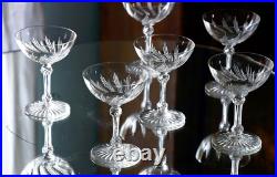 BACCARAT rare ensemble de 6 Coupes à champagne, en cristal taillé, vers 1908