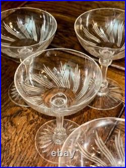 BACCARAT rare ensemble de 6 Coupes à champagne, en cristal taillé, vers 1908