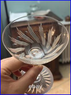 BACCARAT rare ensemble de 6 Coupes à champagne, en cristal taillé, vers 1908