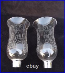 Baccarat 2 Globe Tulipe en Cristal Gravé pour photophores bougeoir