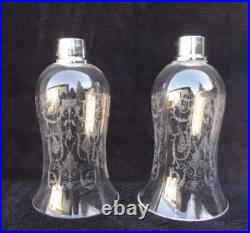 Baccarat 2 Globe Tulipe en Cristal Gravé pour photophores bougeoir