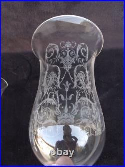 Baccarat 2 Globe Tulipe en Cristal Gravé pour photophores bougeoir