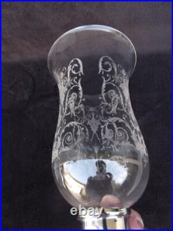 Baccarat 2 Globe Tulipe en Cristal Gravé pour photophores bougeoir