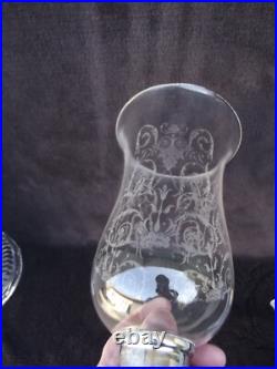 Baccarat 2 Globe Tulipe en Cristal Gravé pour photophores bougeoir