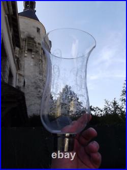 Baccarat 2 Globe Tulipe en Cristal Gravé pour photophores bougeoir