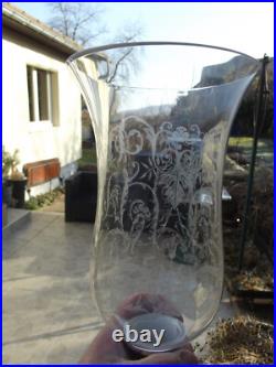 Baccarat 2 Globe Tulipe en Cristal Gravé pour photophores bougeoir