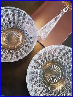 Baccarat 2 grandes Coupes 1880 Diamants Pierreries Hexagonaux Japon Cristal Luxe