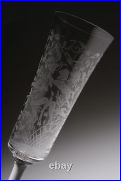 Baccarat 4 flûtes à Champagne Cristal Gravé Modèle Leila Verres vendus à l'unité