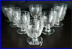 Baccarat 8 verres à vin cristal gravés d'arabesque Lulli 22138