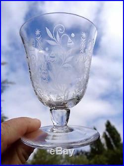Baccarat Argentina 6 Wine Crystal Glasses Verre A Vin Cristal Gravé Art Deco B