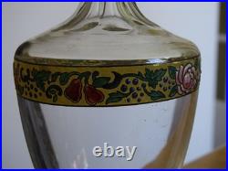 Baccarat Carafe A Liqueur Cristal Gravure Florale Emailler + Dorure