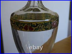 Baccarat Carafe A Liqueur Cristal Gravure Florale Emailler + Dorure
