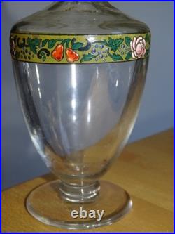 Baccarat Carafe A Liqueur Cristal Gravure Florale Emailler + Dorure