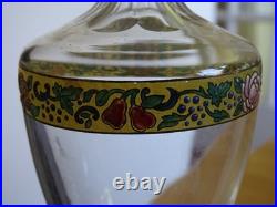 Baccarat Carafe A Liqueur Cristal Gravure Florale Emailler + Dorure