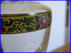 Baccarat Carafe A Liqueur Cristal Gravure Florale Emailler + Dorure