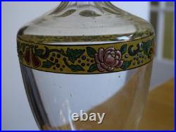 Baccarat Carafe A Liqueur Cristal Gravure Florale Emailler + Dorure
