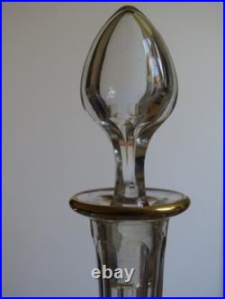 Baccarat Carafe A Liqueur Cristal Gravure Florale Emailler + Dorure