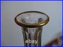 Baccarat Carafe A Liqueur Cristal Gravure Florale Emailler + Dorure