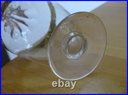 Baccarat Carafe A Liqueur Cristal Gravure Florale Emailler + Dorure