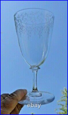 Baccarat Comtesse De Paris Wine Glasses Verres A Vin Cristal Gravé Fleurs 19eme