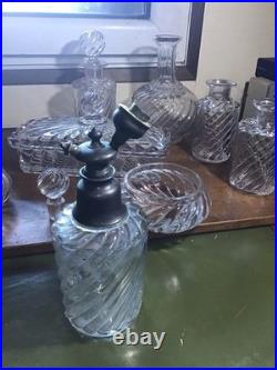 Baccarat Cristal France Bambou XIXème Nécessaire De Toilettes À Compléter 8 Pcs