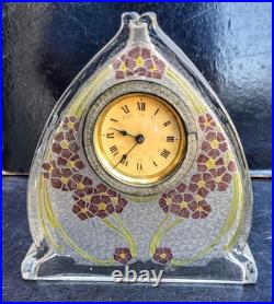 Baccarat Cristal Pendule reveil Art Nouveau 1900 Verre Givré Clock Glass Enamel