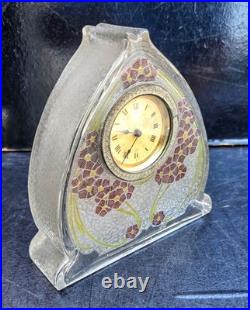 Baccarat Cristal Pendule reveil Art Nouveau 1900 Verre Givré Clock Glass Enamel