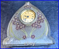 Baccarat Cristal Pendule reveil Art Nouveau 1900 Verre Givré Clock Glass Enamel