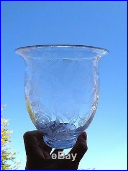 Baccarat Fontenay Vase Roses Crystal Cristal Gravé Art Deco George Chevalier