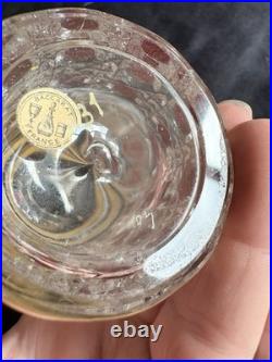 Baccarat France flacon cristal taillé pastilles rouges dorure bouchon signé