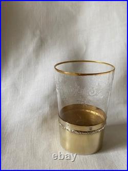 Baccarat Gobelet Cristal Gravé Or Monture Argent Massif Vermeil Modèle Sévigné