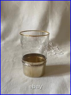 Baccarat Gobelet Cristal Gravé Or Monture Argent Massif Vermeil Modèle Sévigné