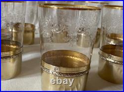 Baccarat Gobelet Cristal Gravé Or Monture Argent Massif Vermeil Modèle Sévigné