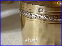 Baccarat Gobelet Cristal Gravé Or Monture Argent Massif Vermeil Modèle Sévigné