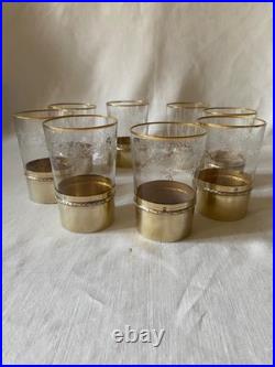 Baccarat Gobelet Cristal Gravé Or Monture Argent Massif Vermeil Modèle Sévigné