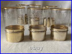 Baccarat Gobelet Cristal Gravé Or Monture Argent Massif Vermeil Modèle Sévigné