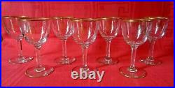 Baccarat Gold Gilt Wine Glasses Verres A Vin Cristal Gravé Monogramme Or Dore Df