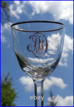 Baccarat Gold Gilt Wine Glasses Verres A Vin Cristal Gravé Monogramme Or Dore Df