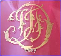 Baccarat Gold Gilt Wine Glasses Verres A Vin Cristal Gravé Monogramme Or Dore Df