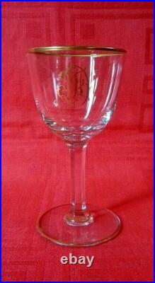 Baccarat Gold Gilt Wine Glasses Verres A Vin Cristal Gravé Monogramme Or Dore Df