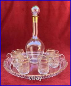 Baccarat Gold Set Shot Cordial Glasses Verre Service A Liqueur Cristal Grave Or