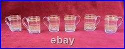 Baccarat Gold Set Shot Cordial Glasses Verre Service A Liqueur Cristal Grave Or