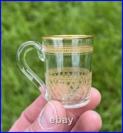 Baccarat Gold Set Shot Cordial Glasses Verre Service A Liqueur Cristal Grave Or