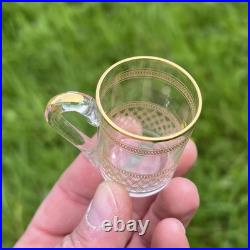 Baccarat Gold Set Shot Cordial Glasses Verre Service A Liqueur Cristal Grave Or