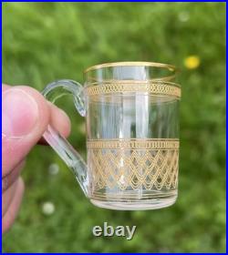 Baccarat Gold Set Shot Cordial Glasses Verre Service A Liqueur Cristal Grave Or